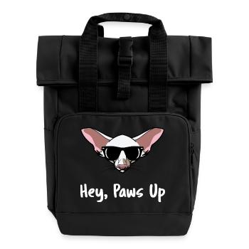 Chat à poil court oriental Visage mignon, art d’animaux de compagnie - Sac à dos Roll Top à deux anses - noir - Devant