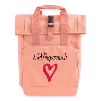 Lieblingsmensch Herz gross - Rolltop Rucksack mit zwei Griffen - Chintzrosa - Vorne