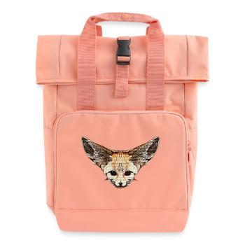 fox clothes girl, desert fox face - Roll Top Backpack with Two Handles - chintz rose - Front