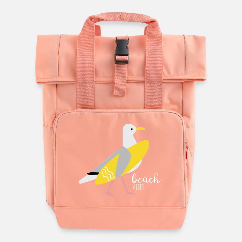Surfer Möwe - Rolltop Rucksack mit zwei Griffen - Chintzrosa
