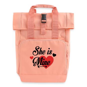 Liebesherz mit typografischen Gefühlen - Rolltop Rucksack mit zwei Griffen - Chintzrosa - Vorne