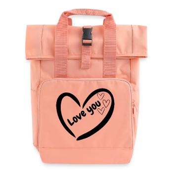 Heart Silhouette Girl Design - Roll Top Backpack with Two Handles - chintz rose - Front