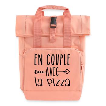 Paare mit Pizza, Pizza Fans Geschenk - Rolltop Rucksack mit zwei Griffen - Chintzrosa - Vorne
