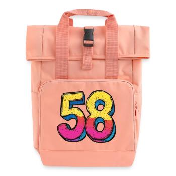 58 Zahl Bunt - Rolltop Rucksack mit zwei Griffen - Chintzrosa - Vorne