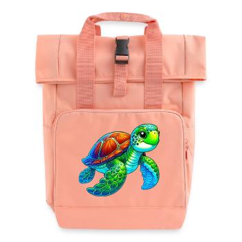 Turtle - Roll Top Backpack with Two Handles - chintz rose - Front