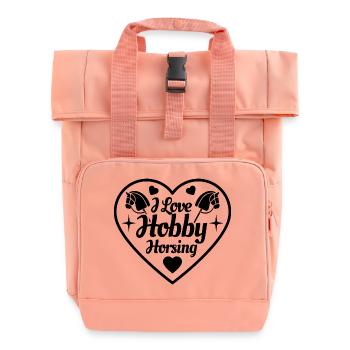 I Love Hobby Horsing - Herz - Hobby - Rolltop Rucksack mit zwei Griffen - Chintzrosa - Vorne
