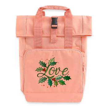 Lettrage d’amour avec houx de Noël - Sac à dos Roll Top à deux anses - rose liberty - Devant
