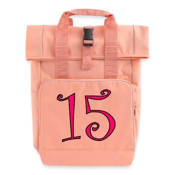 15. 15 YEARS. 15th ANNIVERSARY. 15 YEAR ANNIVERSARY. - Roll Top Backpack with Two Handles - chintz rose - Front