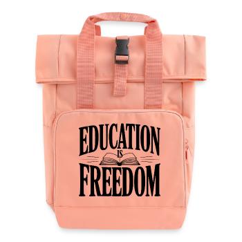 Bildung ist Freiheit - Rolltop Rucksack mit zwei Griffen - Chintzrosa - Vorne