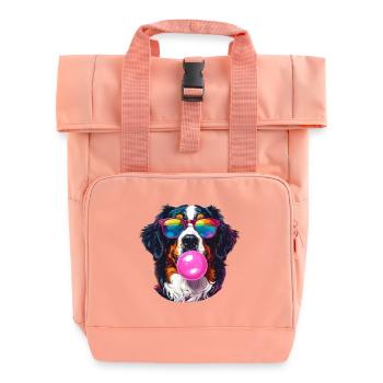 Colorful Bernese Sennenhun with bubblegum sunglasses - Roll Top Backpack with Two Handles - chintz rose - Front