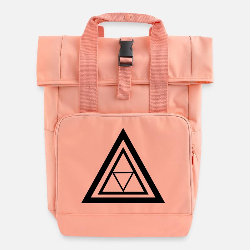 Modernes abstraktes Desing - Rolltop Rucksack mit zwei Griffen - Chintzrosa