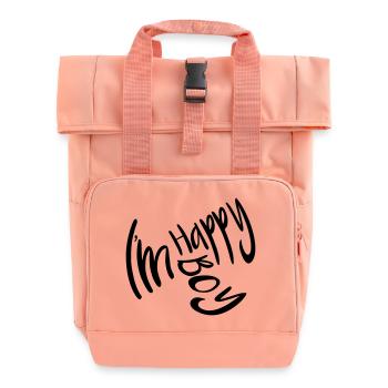 Boy. Happy. Young. Teenager - Roll Top Backpack with Two Handles - chintz rose - Front