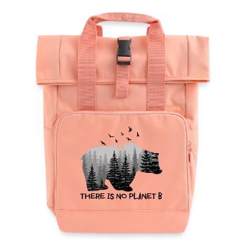There is No Planet B Shirt Bear Birds Trees Shirt - Rolltop Rucksack mit zwei Griffen - Chintzrosa - Vorne