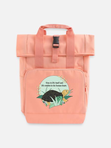 Schildkröte Kassiopeia - Rolltop Rucksack mit zwei Griffen - Chintzrosa