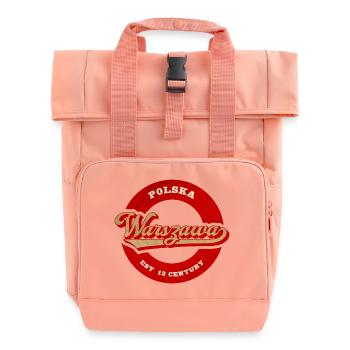 Warszawa Retro Logo Est 13th Century - Roll Top Backpack with Two Handles - chintz rose - Front