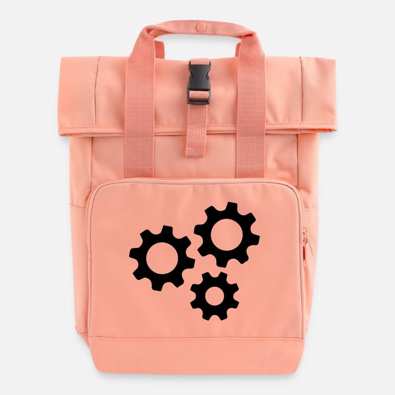 Gear Gearwheel Machines Work - Roll Top Backpack with Two Handles - chintz rose