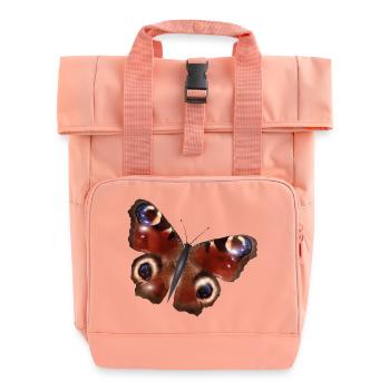 gorgeous peacock butterfly - Roll Top Backpack with Two Handles - chintz rose - Front