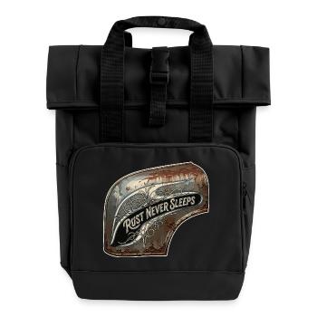 Rust Never Sleeps Metal Art - Roll Top Backpack with Two Handles - black - Front