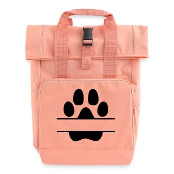 Hundepfoten Namensschild - Rolltop Rucksack mit zwei Griffen - Chintzrosa - Vorne