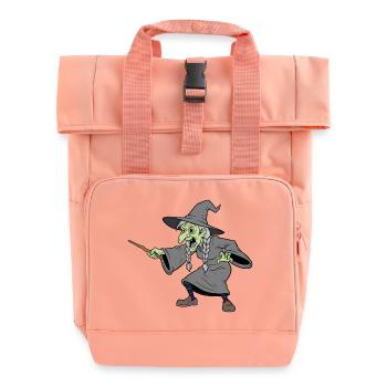 Sorcière à la baguette en brindille en bois - Sac à dos Roll Top à deux anses - rose liberty - Devant