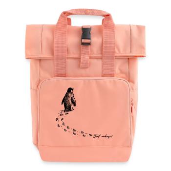 But why? Penguin Meme Footprints Doodle Doodle - Roll Top Backpack with Two Handles - chintz rose - Front