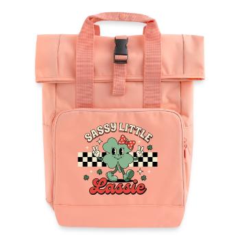 Sassy Little Lassie St Patricks Day Saint Pattys - Roll Top Backpack with Two Handles - chintz rose - Front