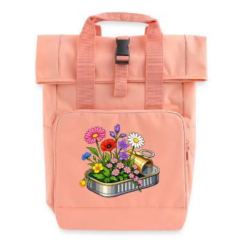 Fleurs colorées dans une illustration en étain ouvert - Sac à dos Roll Top à deux anses - rose liberty - Devant