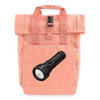Compact Flashlight Illustration - Roll Top Backpack with Two Handles - chintz rose - Front