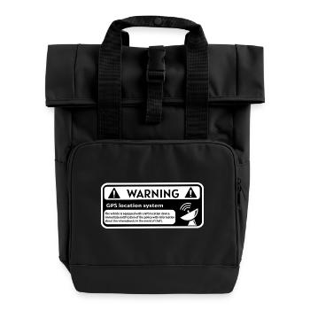 GPS-Alarm-Aufkleber - Rolltop Rucksack mit zwei Griffen - Schwarz - Vorne