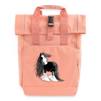 Gentle Giant - Shire Horse - Cartoon - Roll Top Backpack with Two Handles - chintz rose - Front