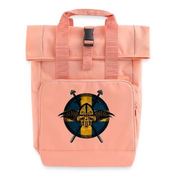 Viking Viking Sweden Flag Raven Design - Roll Top Backpack with Two Handles - chintz rose - Front