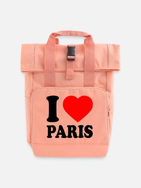 I love paris - Rolltop Rucksack mit zwei Griffen - Chintzrosa