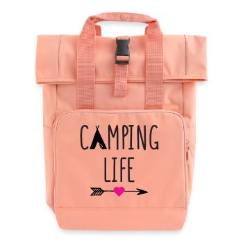 Leben auf dem Campingplatz - Rolltop Rucksack mit zwei Griffen - Chintzrosa - Vorne