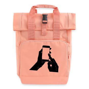 smartphone in your hands - Roll Top Backpack with Two Handles - chintz rose - Front