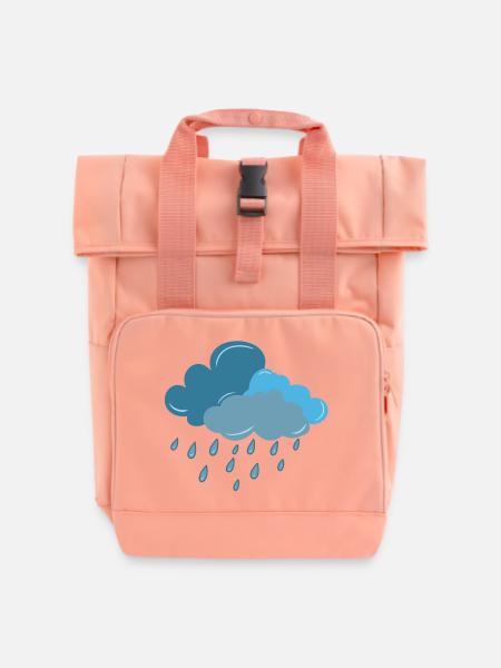 Wolke, Regen, Gewitter - Rolltop Rucksack mit zwei Griffen - Chintzrosa