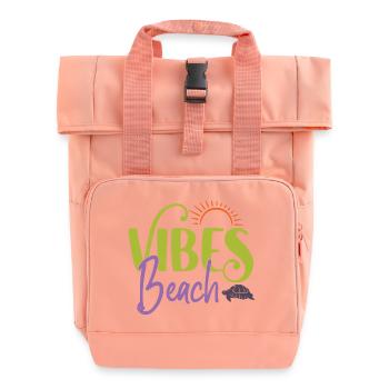 Strand-Vibes - Rolltop Rucksack mit zwei Griffen - Chintzrosa - Vorne