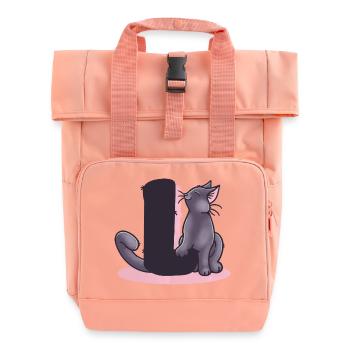 Cat Letter L - Roll Top Backpack with Two Handles - chintz rose - Front