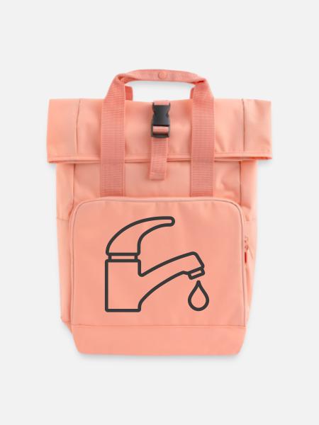Wasserhahn Hahn Symbol Logo Klempner - Rolltop Rucksack mit zwei Griffen - Chintzrosa