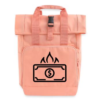 Burning Money - Roll Top Backpack with Two Handles - chintz rose - Front