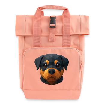 Chiot Rottweiler mignon – Polygon Dog Design - Sac à dos Roll Top à deux anses - rose liberty - Devant