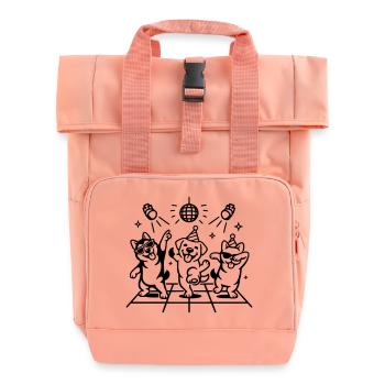 Tanzende Party Hunde Kinder Disco - Rolltop Rucksack mit zwei Griffen - Chintzrosa - Vorne