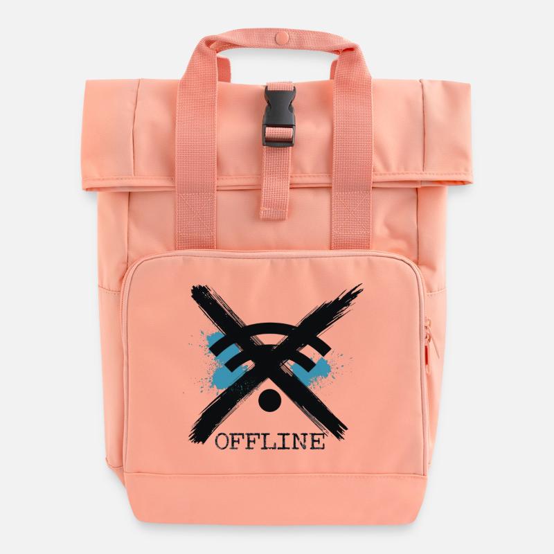 Chronically Offline -Digital Detox Art by Free Art - Roll Top Backpack with Two Handles - chintz rose
