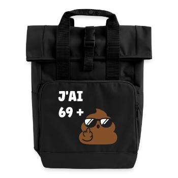 69 plus 1 - Roll Top Backpack with Two Handles - black - Front