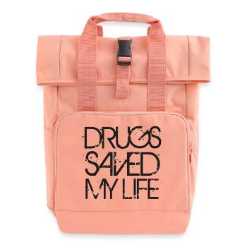 Drugs saved my Life Drogen Statement Shirt lustig - Rolltop Rucksack mit zwei Griffen - Chintzrosa - Vorne