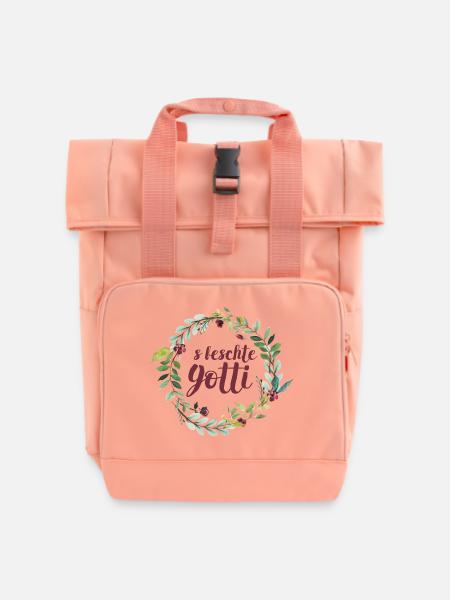 Blumenkranz fürs beste Gotti - Rolltop Rucksack mit zwei Griffen - Chintzrosa