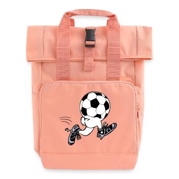 Soccer Men | running football - Roll Top Backpack with Two Handles - chintz rose - Front