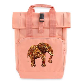 Afrikanischer Elefant im Herbst: Buntes Laub und - Rolltop Rucksack mit zwei Griffen - Chintzrosa - Vorne