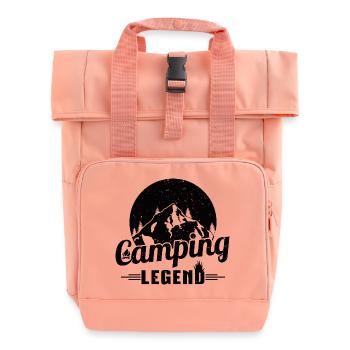 Camping Legend Grunge Style Black Camper Design - Roll Top Backpack with Two Handles - chintz rose - Front