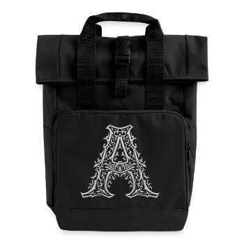 Lettre A ornée d'arabesques argentées - Sac à dos Roll Top à deux anses - noir - Devant