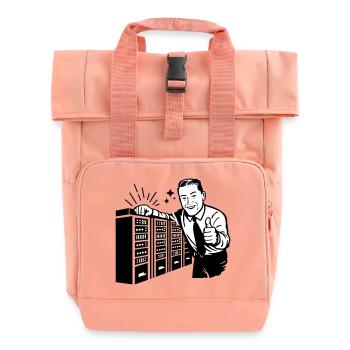 Retro IT Admin Smiling – Vintage Tech Support - Roll Top Backpack with Two Handles - chintz rose - Front